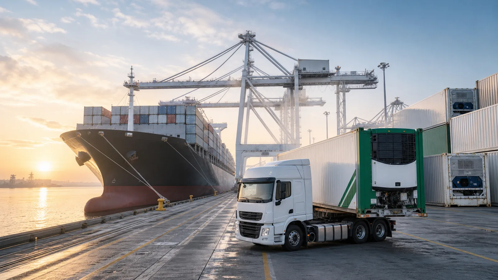 Cold-chain shipment at a container port
