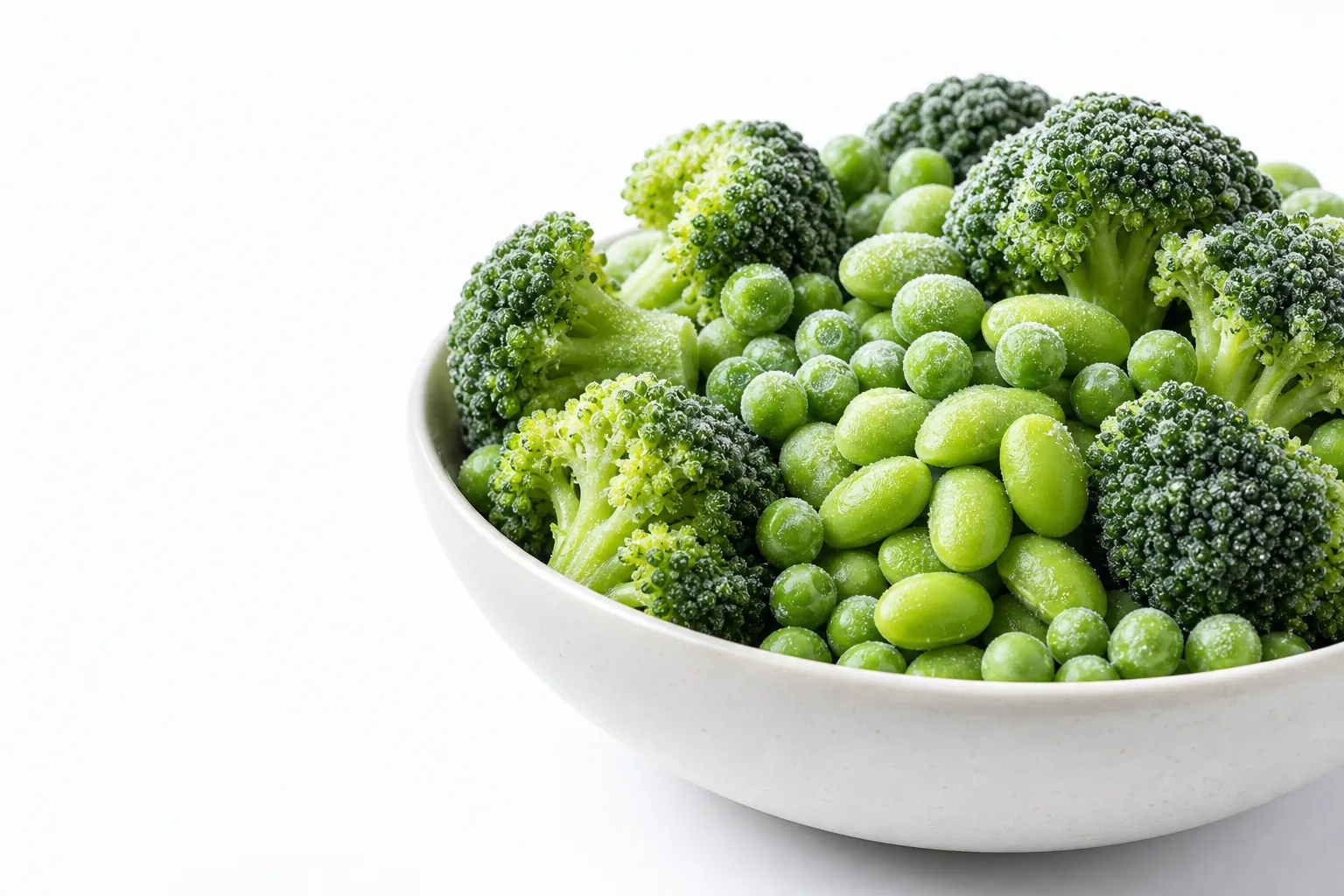 IQF broccoli, edamame and green peas